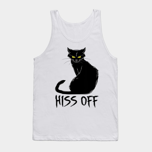 Funny Black Cat Hiss Off Meow Cat Tank Top by Mega-st